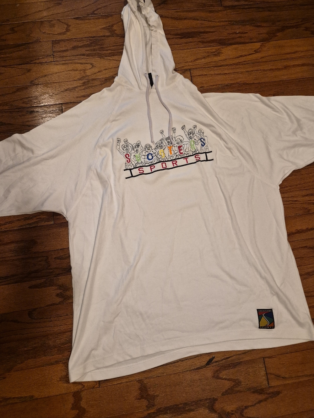 Shooters Sports White Hoodie Tee with Colorful 'Sports' Graphic - Mens Sz 3XL